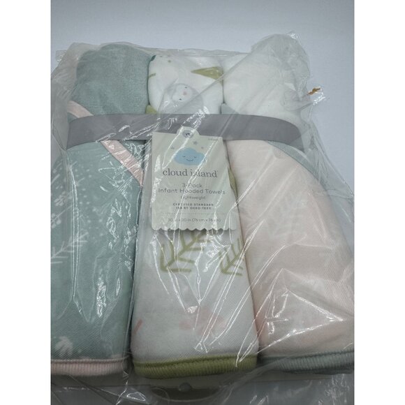 3 Set Target Cloud Island Infant Baby Hooded Bath Towel Wooded Nature Owl NEW - Picture 4 of 5